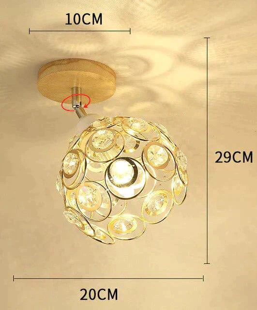 Creative crystal minimalist ceiling light Single wall ceiling lamp bedroom lamp Single European iron lamp Crystal Decor Lamps