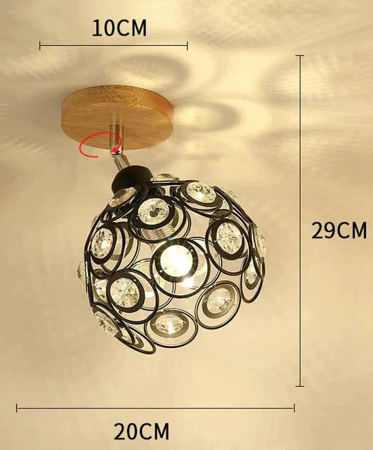 Creative crystal minimalist ceiling light Single wall ceiling lamp bedroom lamp Single European iron lamp Crystal Decor Lamps