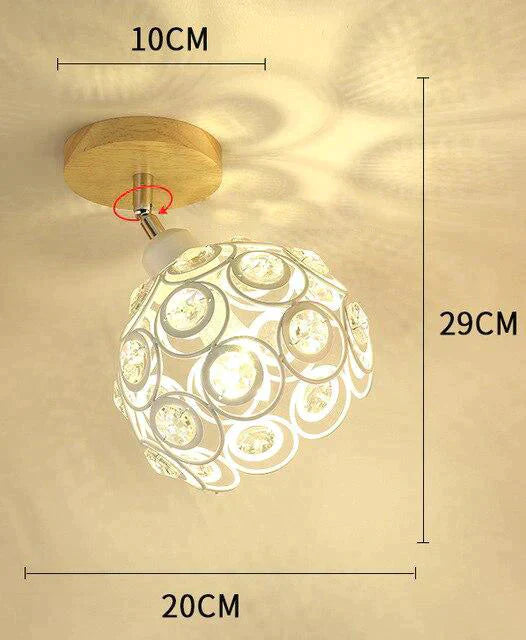 Creative crystal minimalist ceiling light Single wall ceiling lamp bedroom lamp Single European iron lamp Crystal Decor Lamps