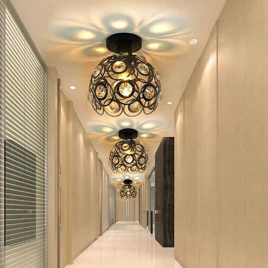 Creative crystal minimalist ceiling light Single wall ceiling lamp bedroom lamp Single European iron lamp Crystal Decor Lamps