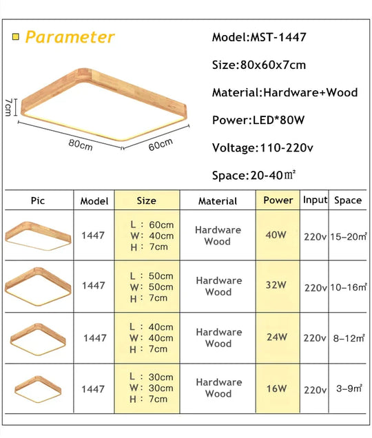 Nordic Simple Modern OAK Wood Ceiling Lamp Ultra Thin LED Ceiling Lights