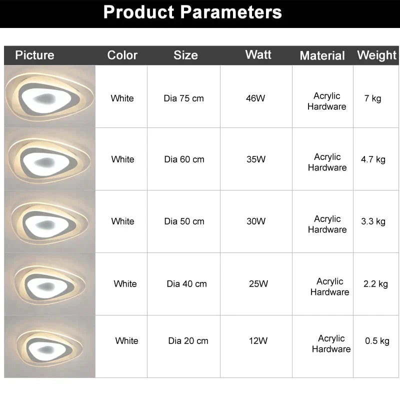 Ultra Thin Triangle Ceiling Lights Lamps for Living Room Bedroom