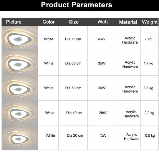 Ultra Thin Triangle Ceiling Lights Lamps for Living Room Bedroom