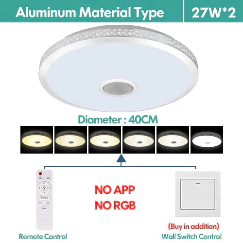 LED Ceiling Light Bluetooth and Music with colourful and dimmer RGB Ceiling Light Remote Control for living room and bedroom