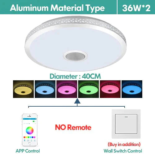 LED Ceiling Light Bluetooth and Music with colourful and dimmer RGB Ceiling Light Remote Control for living room and bedroom