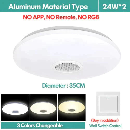 LED Ceiling Light Bluetooth and Music with colourful and dimmer RGB Ceiling Light Remote Control for living room and bedroom