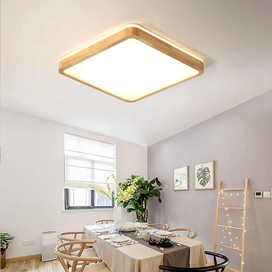 Circular Kitchen Wood Acrylic LED Flush Mount Ceiling Light