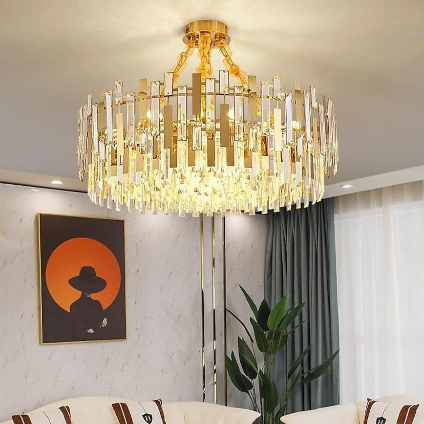 Queen Golden Crystal Chandelier – Modern Luxury, 9 / 12 / 17 Lights