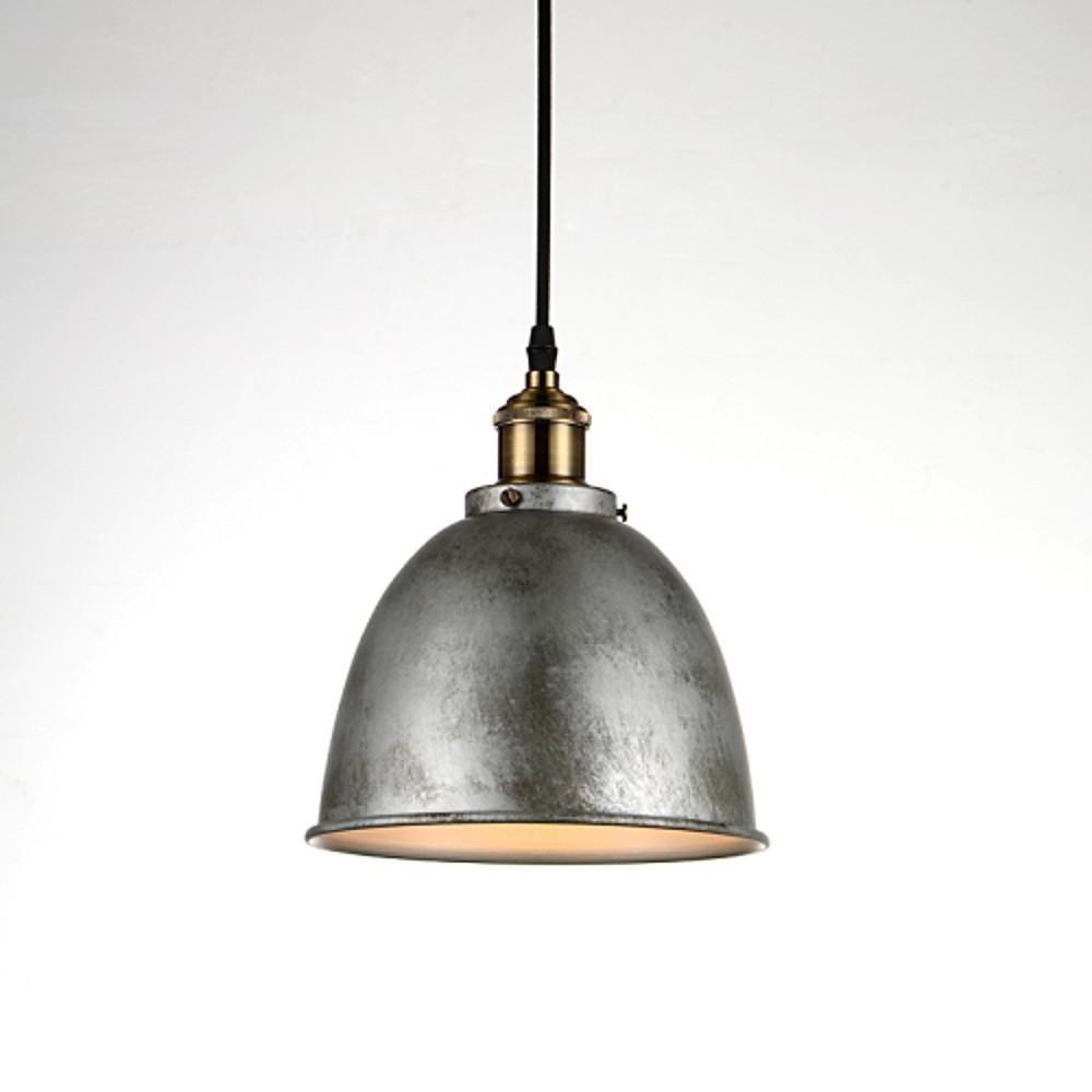8" White Rustic Dome Metal Industrial Pendant Light