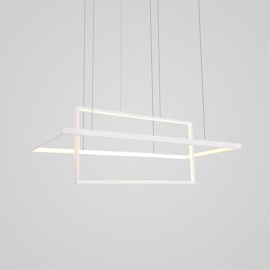 2 Rectangular LED Black Modern Pendant Lighting Hanging Ceiling Light