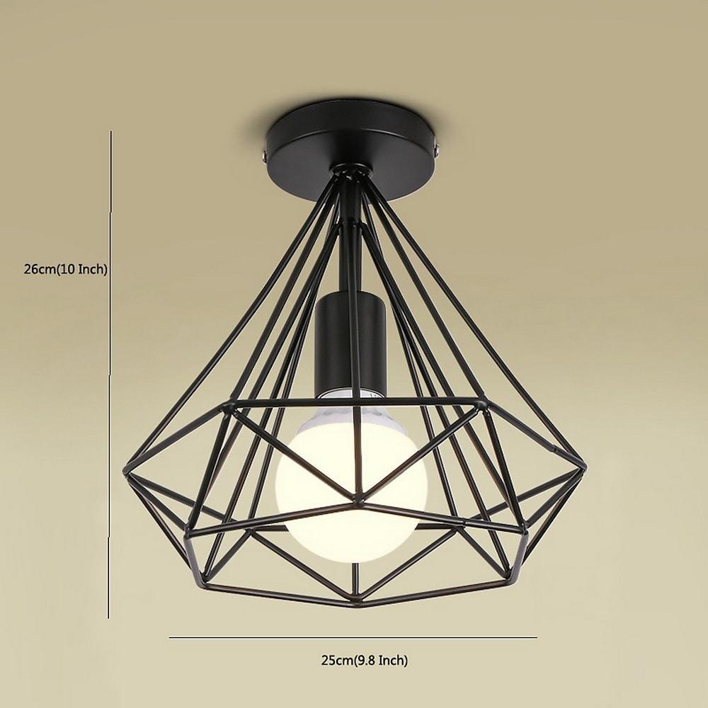 1-Light Mini Geometric Caged LED Flush Mount Ceiling Light – Retro Style