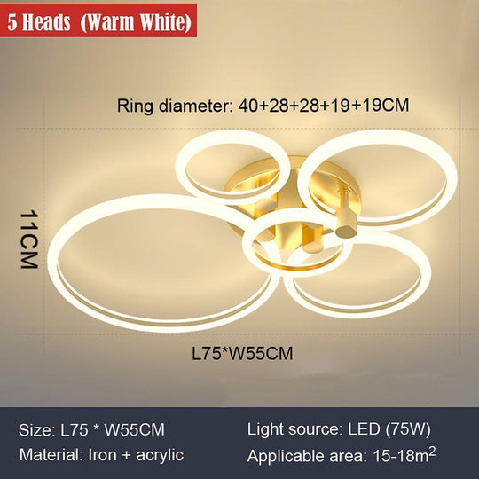 Circular Ring Dimmable LED Modern Flush Mount Ceiling Light