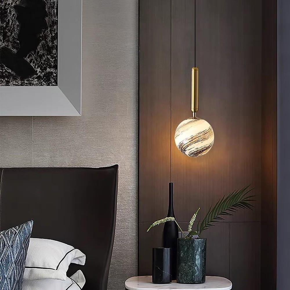 Distressed Globe Hallway Pendant Light Metal Acrylic Ceiling Lights