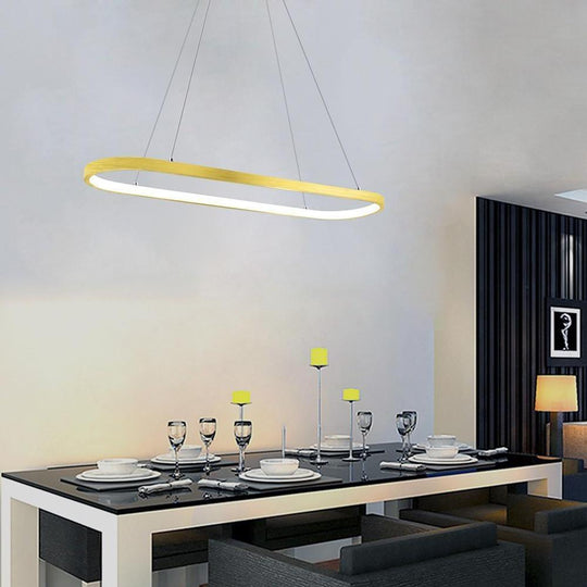Rectangular Curves Metal LED Modernist Pendant Light