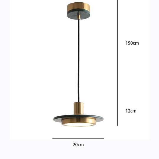 Double Circle Pendant Lighting Classic Metal Marble Ceiling Light