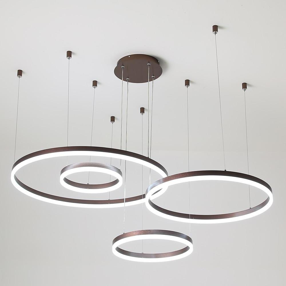Circle Aluminum LED Chandelier for High Ceilings Living Room
