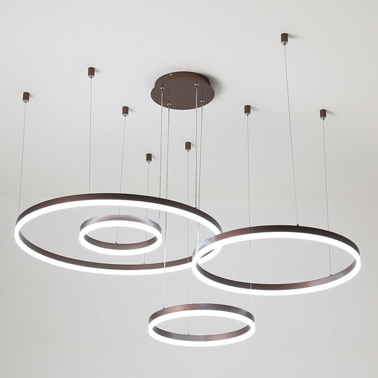 Circle Aluminum LED Chandelier for High Ceilings Living Room