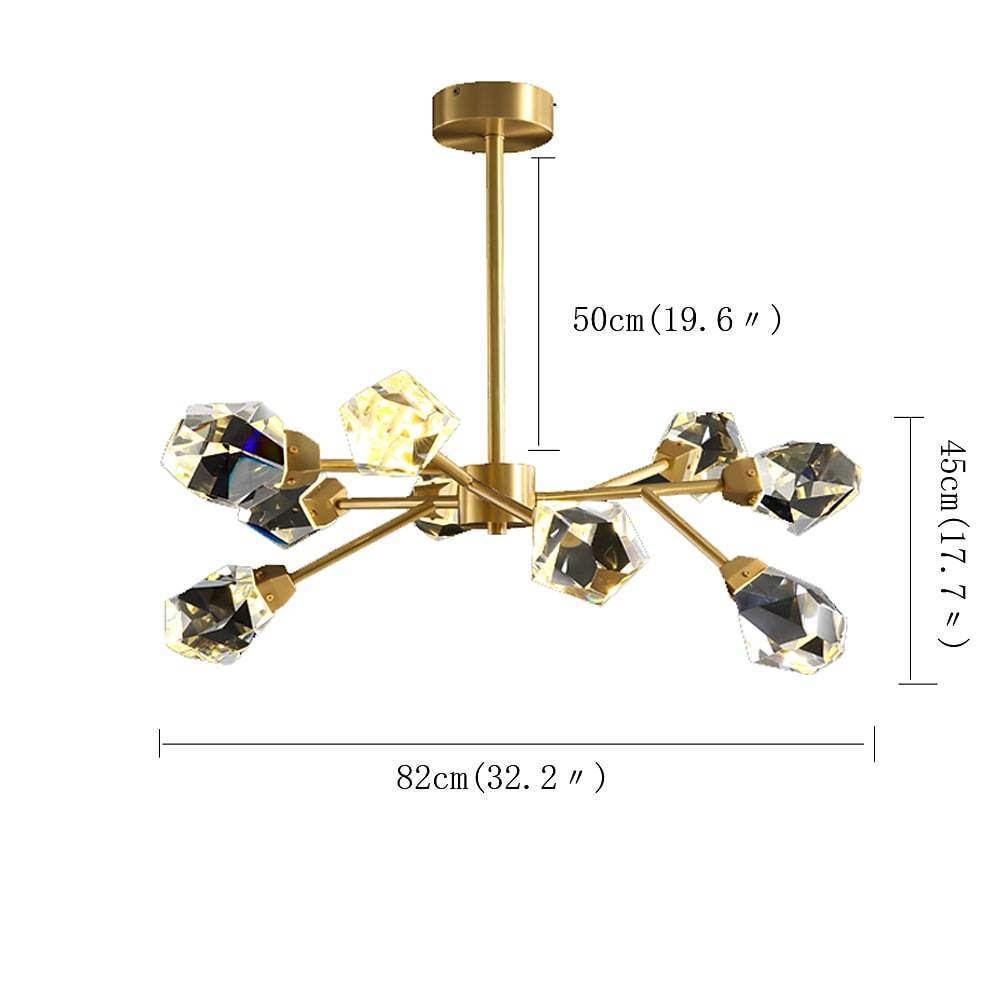 9-Light Sputnik Crystal Chandelier with Gold Finish