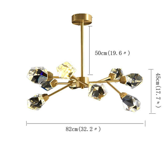 9-Light Sputnik Crystal Chandelier with Gold Finish