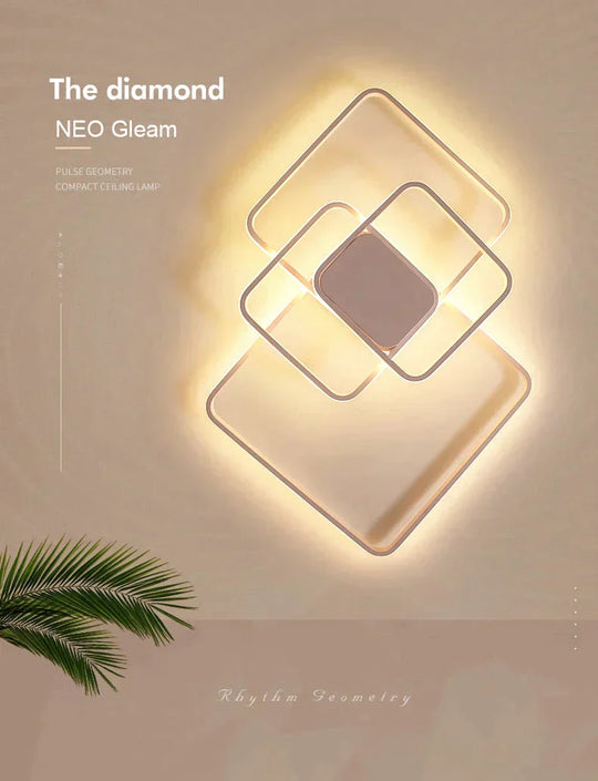 Rectangle Modern Led Ceiling Lights For Living Room Bedroom Study Room White/Brown Color Square Ceiling Lamp With RC