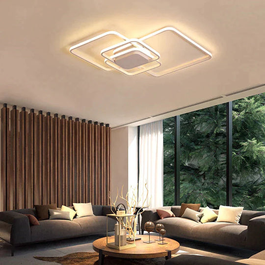 Rectangle Modern Led Ceiling Lights For Living Room Bedroom Study Room White/Brown Color Square Ceiling Lamp With RC