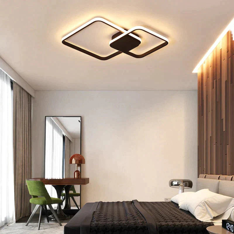Rectangle Modern Led Ceiling Lights For Living Room Bedroom Study Room White/Brown Color Square Ceiling Lamp With RC
