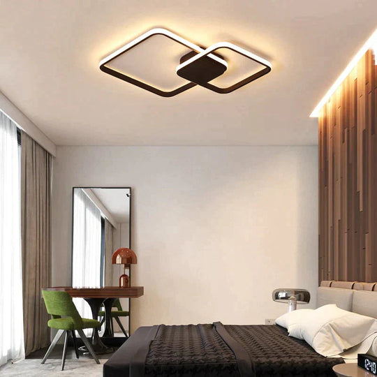 Rectangle Modern Led Ceiling Lights For Living Room Bedroom Study Room White/Brown Color Square Ceiling Lamp With RC