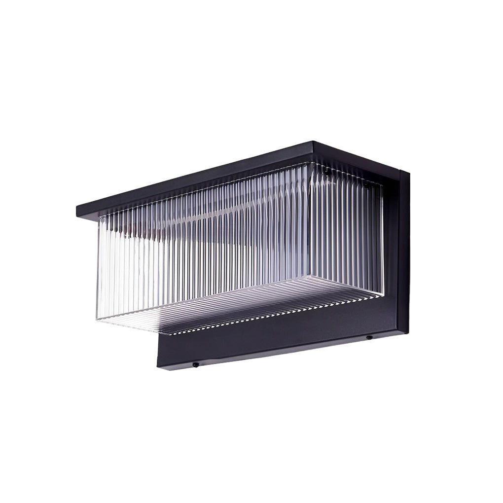 Rectangular Striped Acrylic Solar Wall Lights – Modern Black Outdoor Lighting