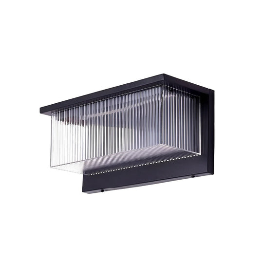 Rectangular Striped Acrylic Solar Wall Lights – Modern Black Outdoor Lighting