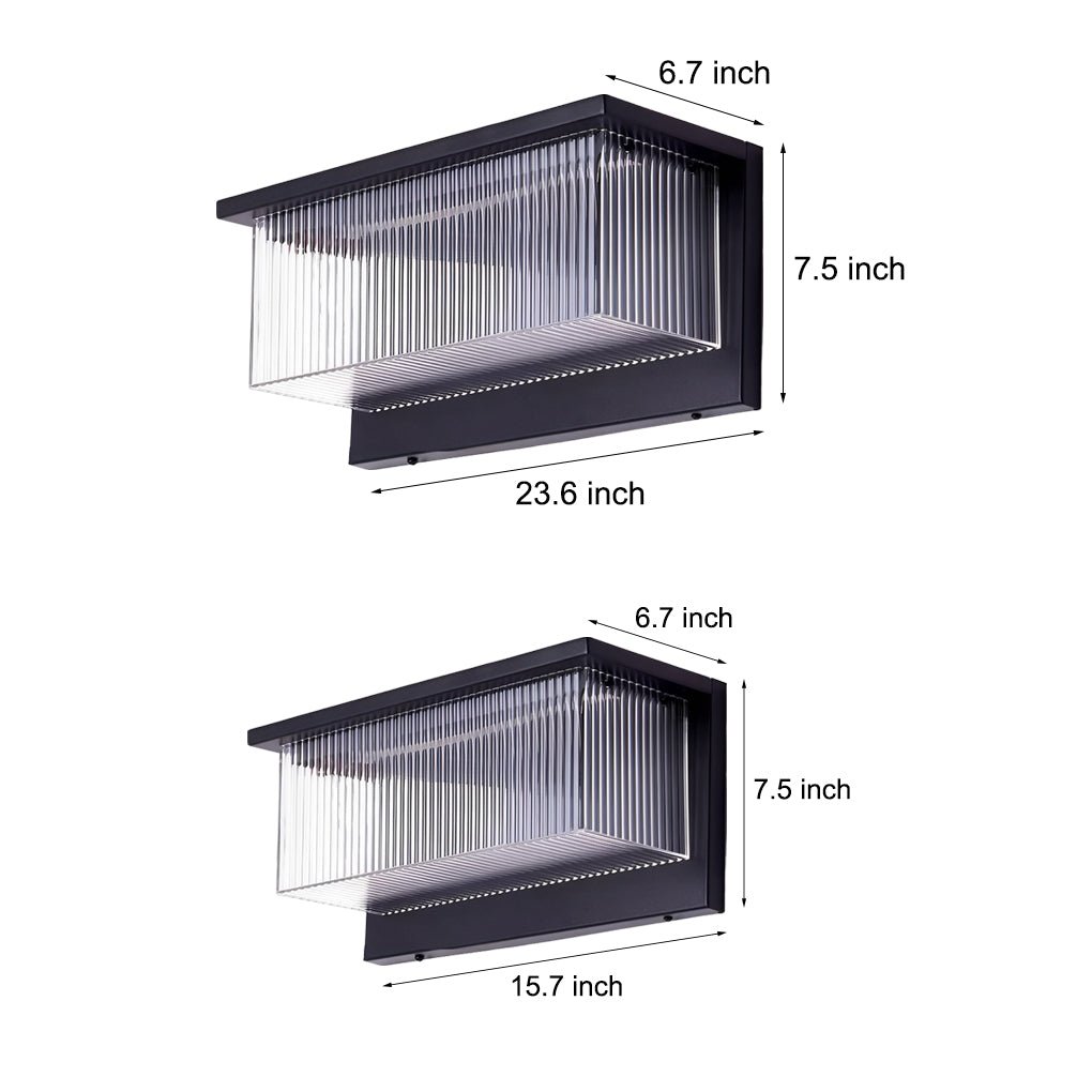 Rectangular Striped Acrylic Solar Wall Lights – Modern Black Outdoor Lighting