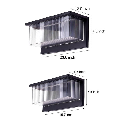 Rectangular Striped Acrylic Solar Wall Lights – Modern Black Outdoor Lighting