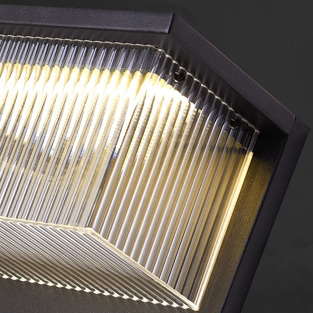 Rectangular Striped Acrylic Solar Wall Lights – Modern Black Outdoor Lighting