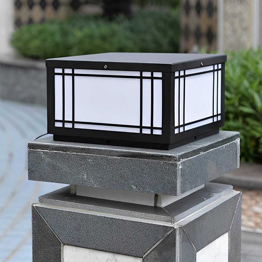 Retro Grilles Waterproof LED 3 Step Dimming Solar Fence Post Lights