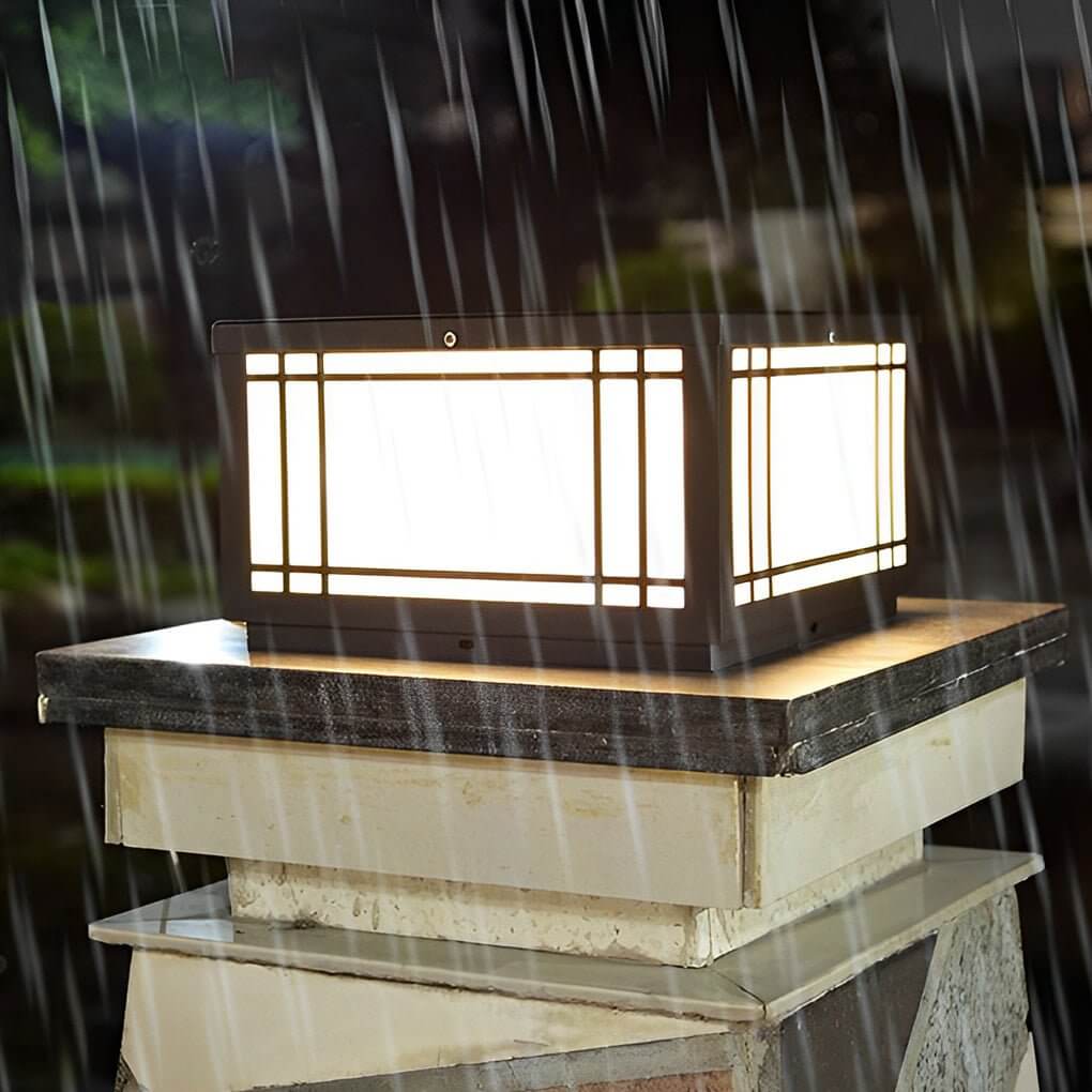 Retro Grilles Waterproof LED 3 Step Dimming Solar Fence Post Lights