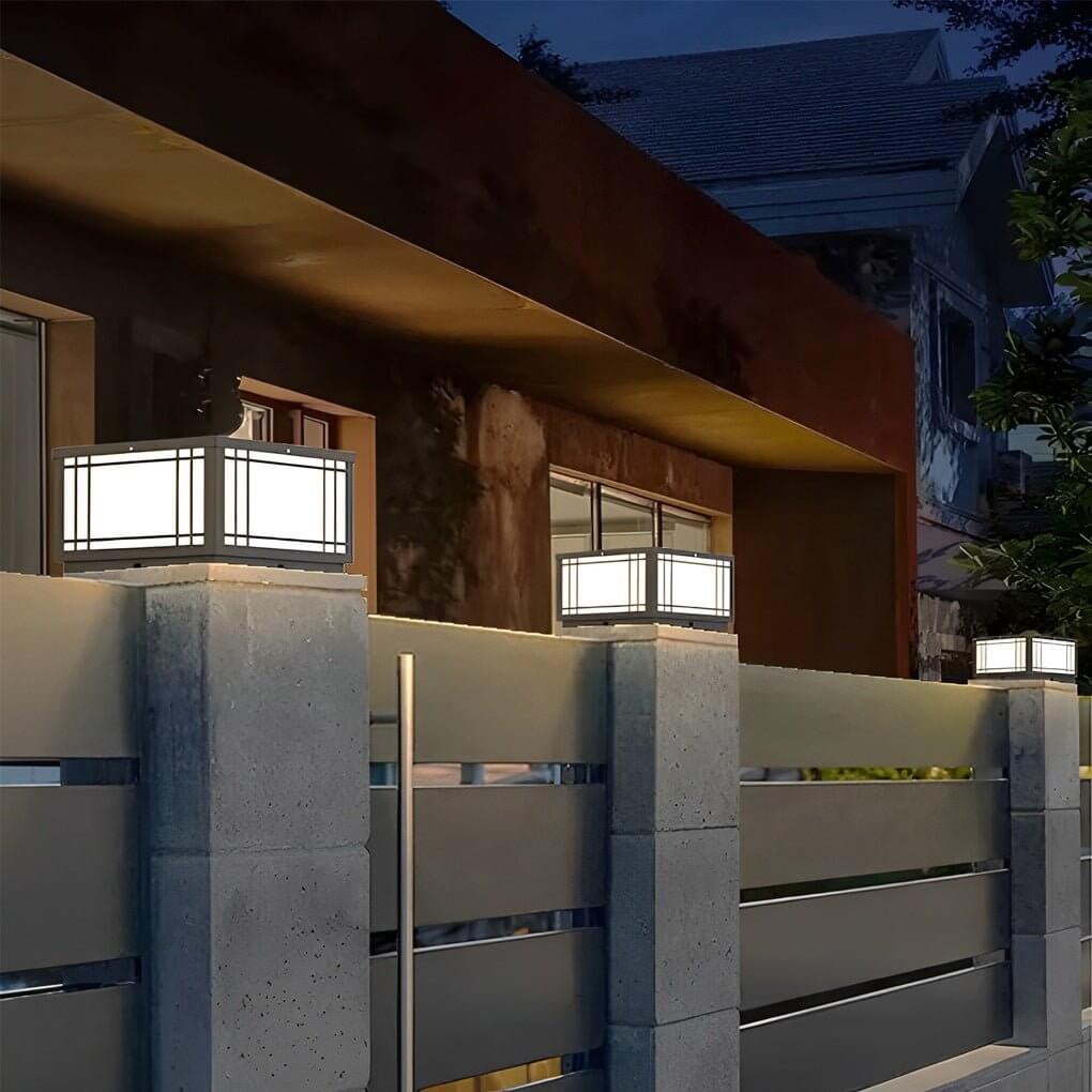 Retro Grilles Waterproof LED 3 Step Dimming Solar Fence Post Lights