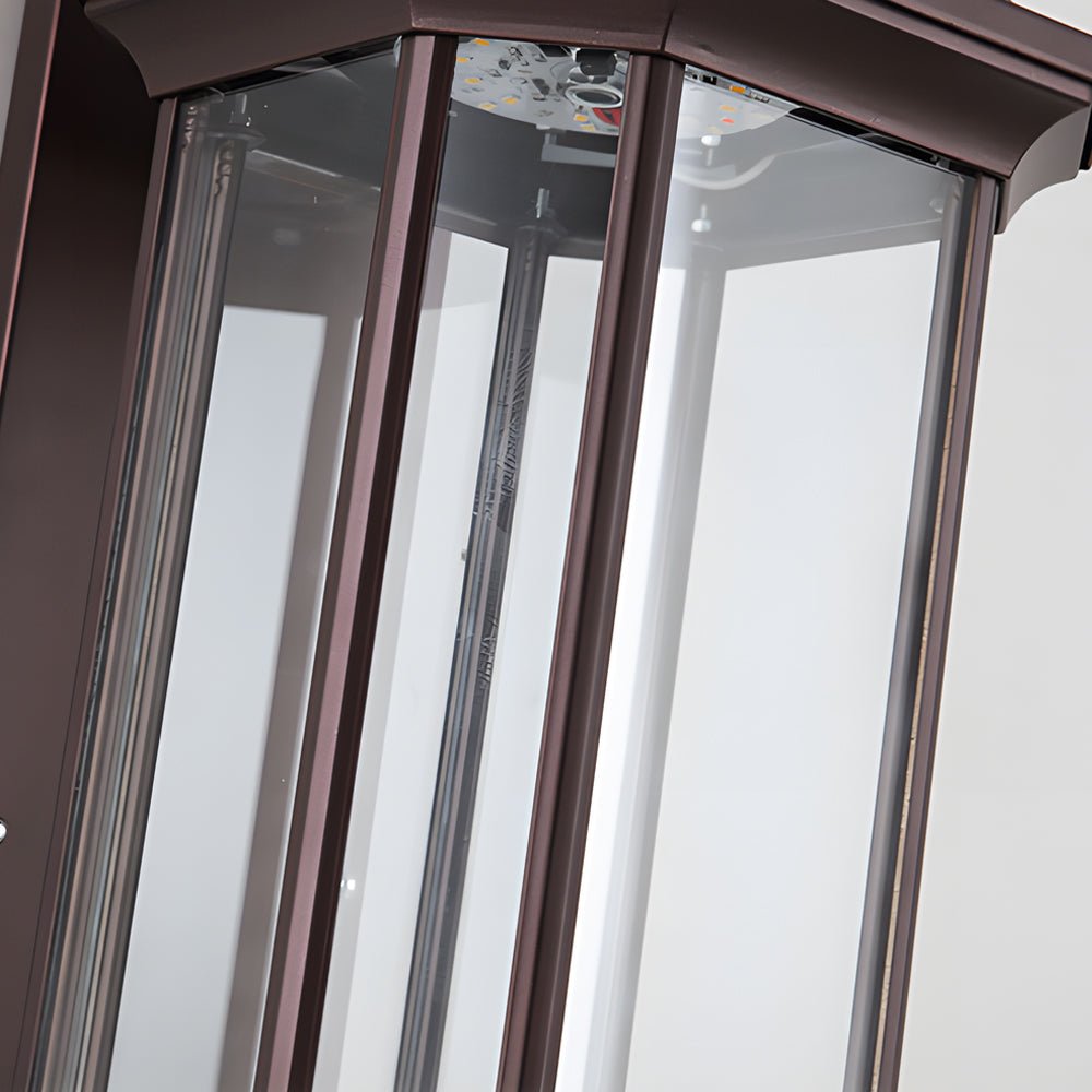 Retro Rectangular Ribbed Glass Solar Outdoor Wall Light