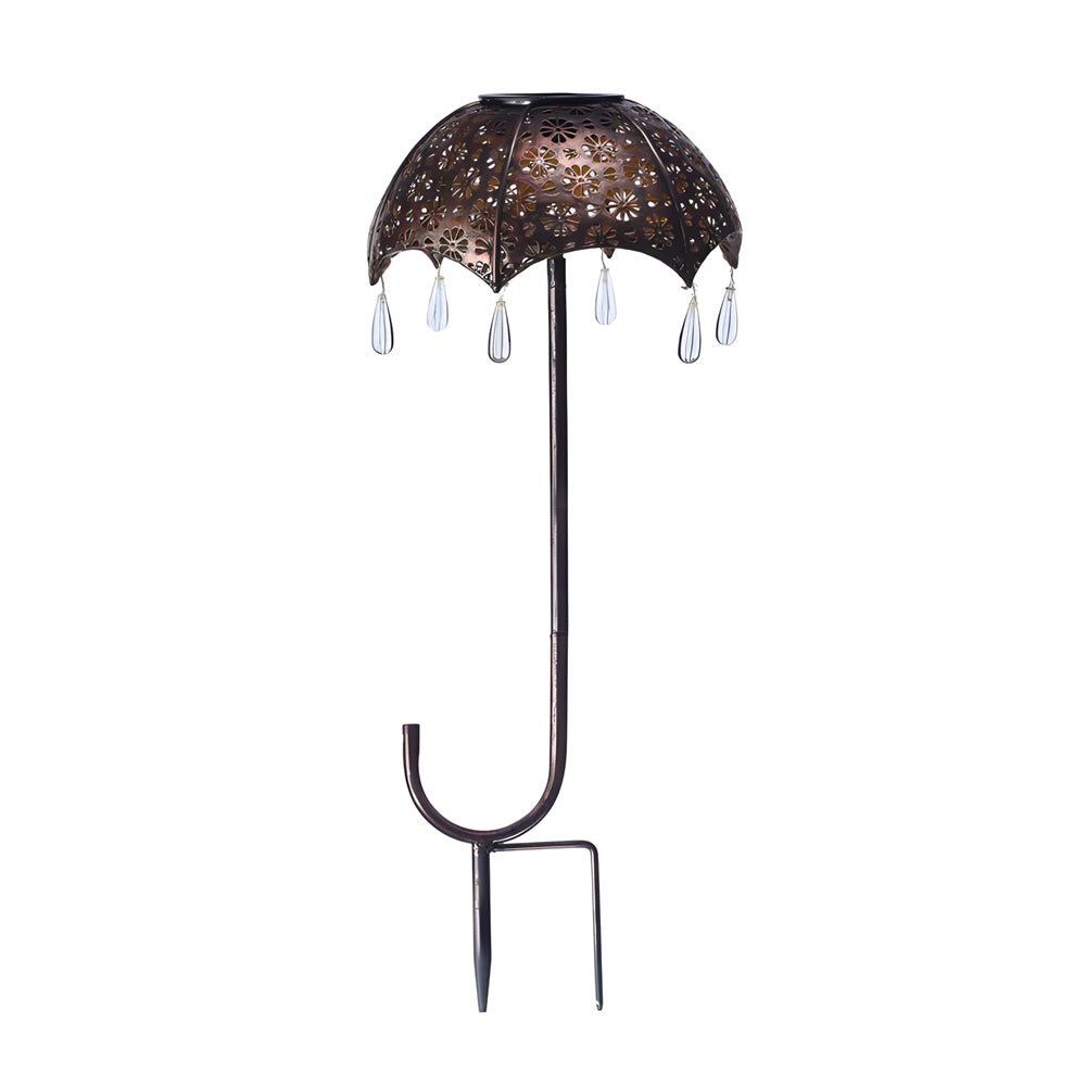 Retro Umbrella Solar Lights Colorful, Iron-Crafted Outdoor Pathway Lighting