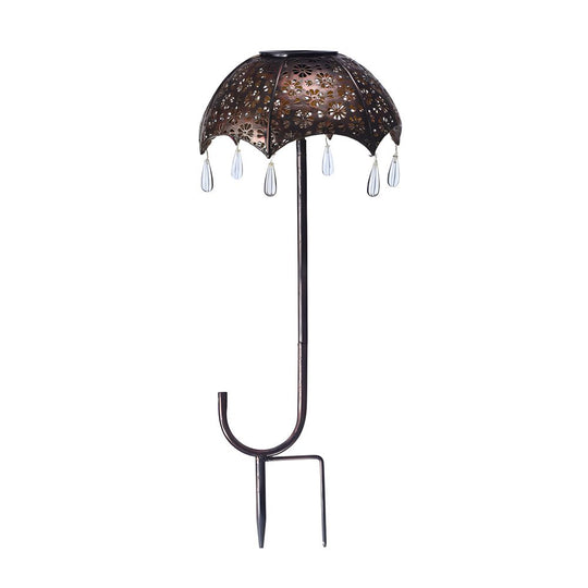 Retro Umbrella Solar Lights Colorful, Iron-Crafted Outdoor Pathway Lighting