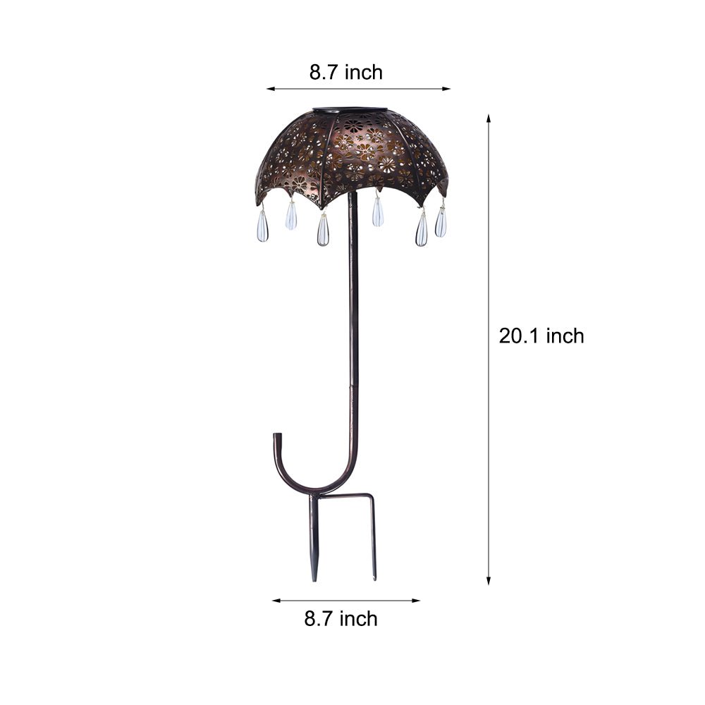 Retro Umbrella Solar Lights Colorful, Iron-Crafted Outdoor Pathway Lighting