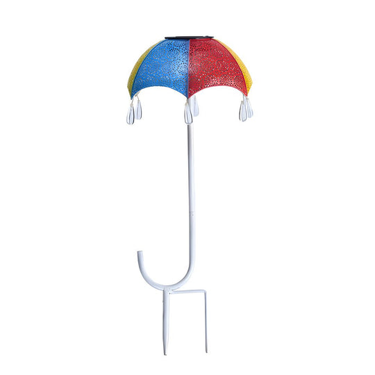 Retro Umbrella Solar Lights Colorful, Iron-Crafted Outdoor Pathway Lighting