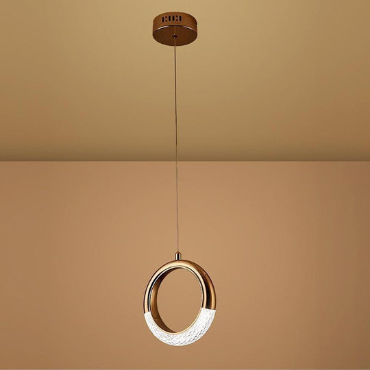 Ring Shaped LED Electroplated Metal Modern Pendant Light
