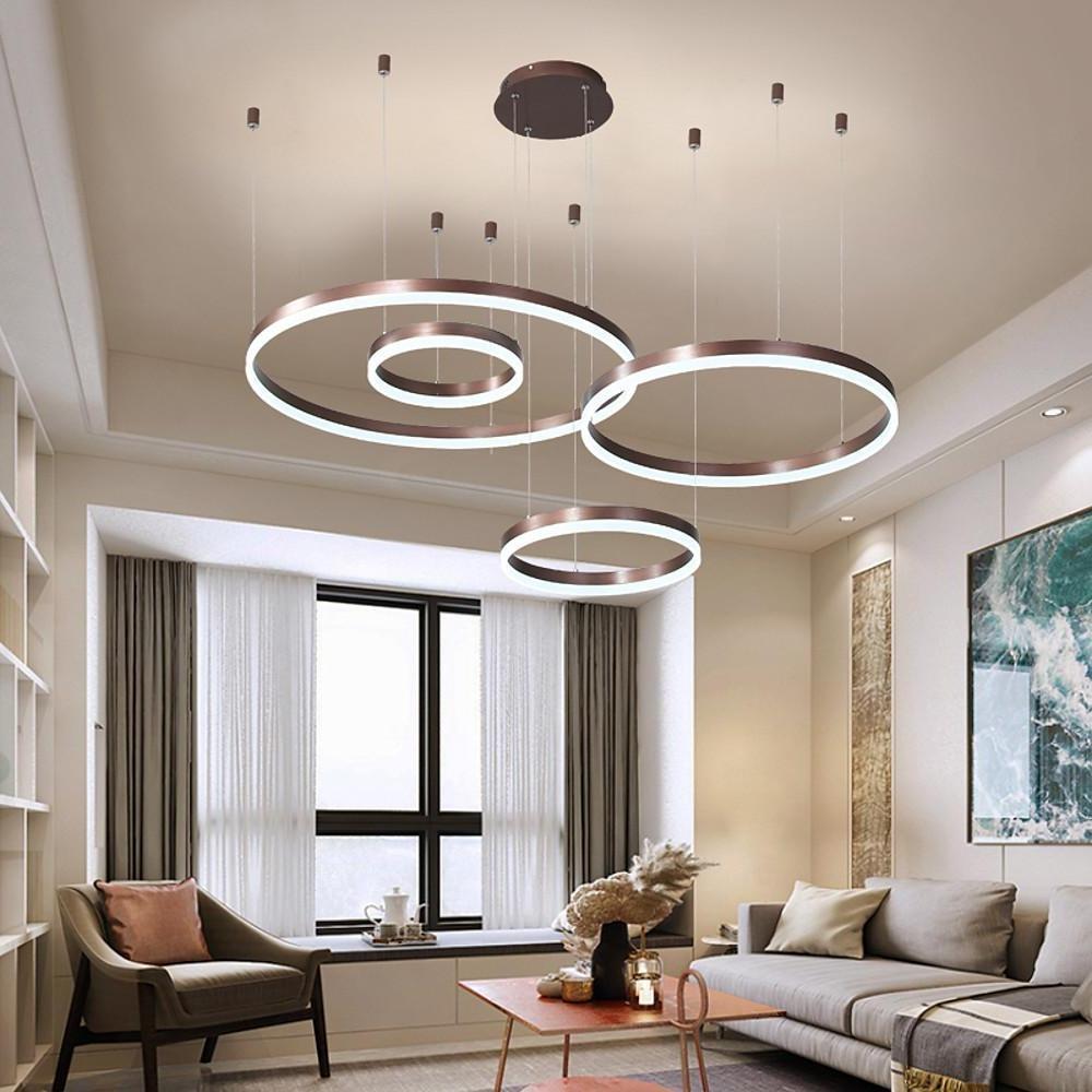 Circle Aluminum LED Chandelier for High Ceilings Living Room