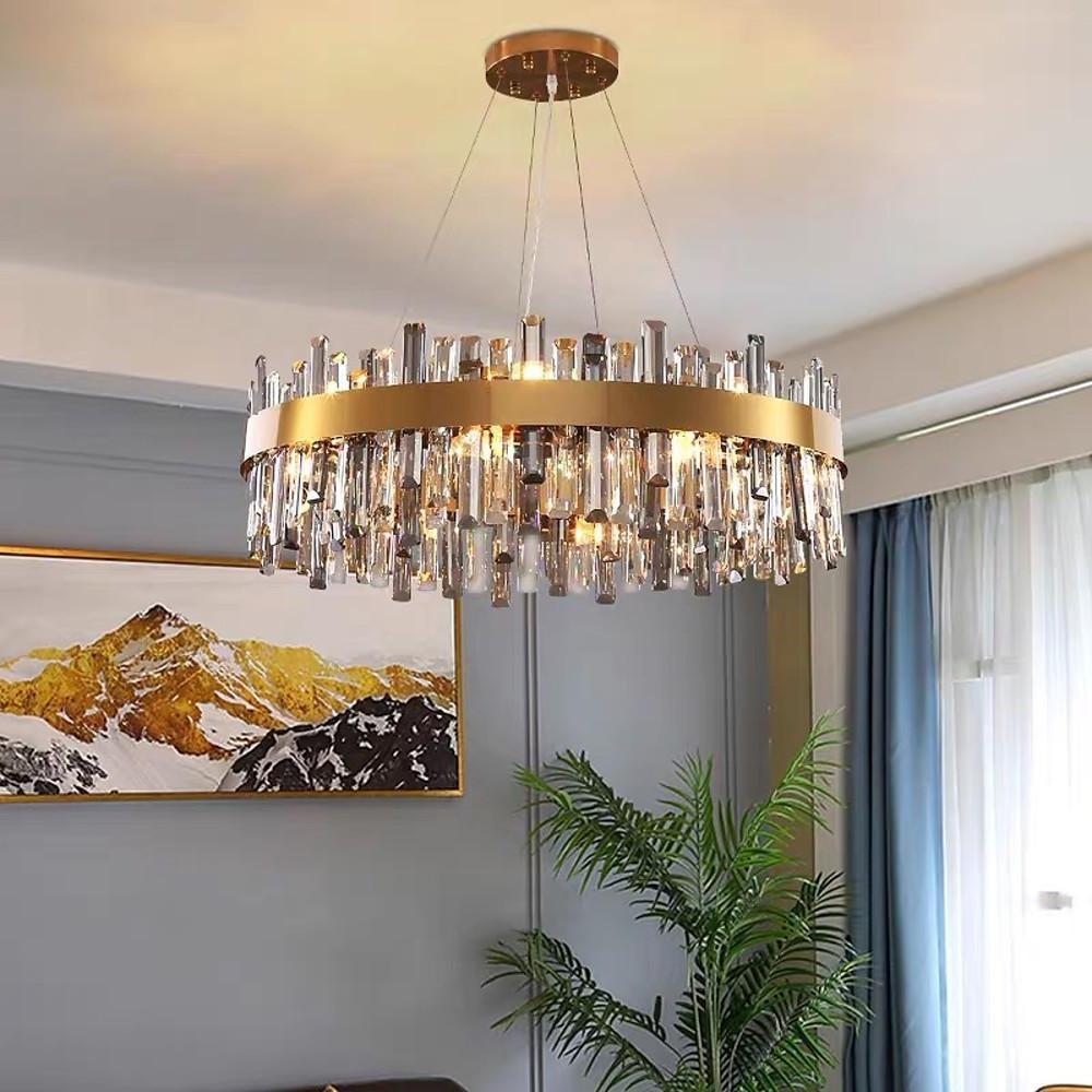 8-Light Modern Crystal Brass Chandelier