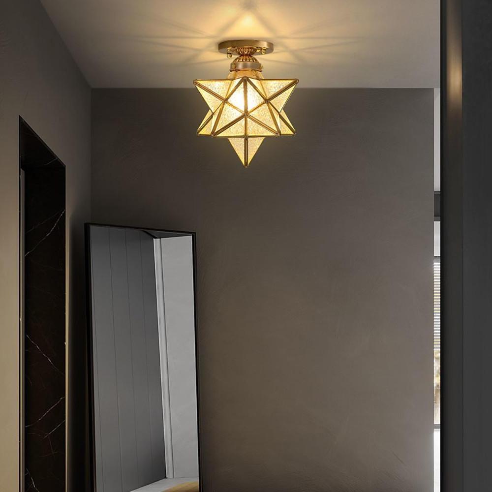 Geometric Multi Pointed Star Metal Glass Semi Flush Mount Ceiling Light