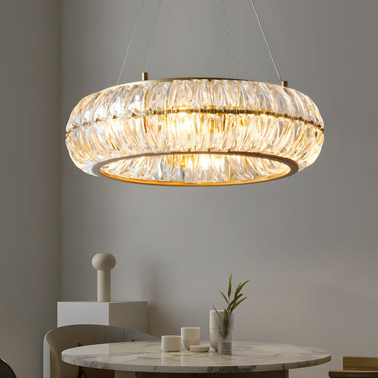 Round Glass Luxury 3 Step Dimming Simple Long Post Modern Chandelier