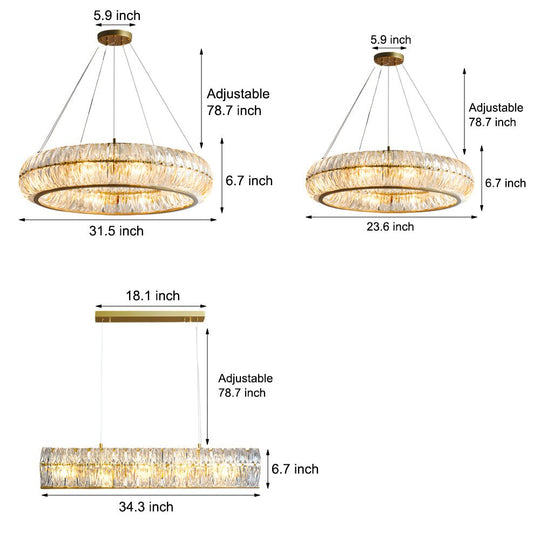 Round Glass Luxury 3 Step Dimming Simple Long Post Modern Chandelier