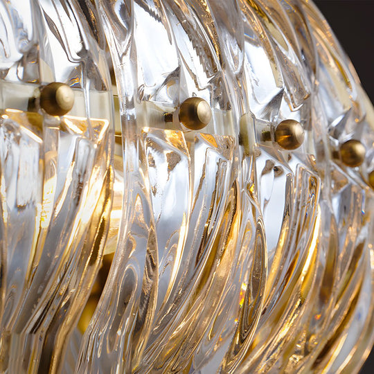 Round Glass Luxury 3 Step Dimming Simple Long Post Modern Chandelier