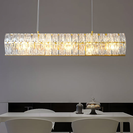 Round Glass Luxury 3 Step Dimming Simple Long Post Modern Chandelier