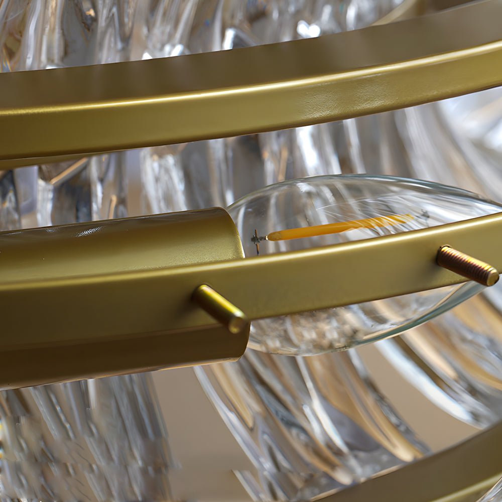 Round Glass Luxury 3 Step Dimming Simple Long Post Modern Chandelier