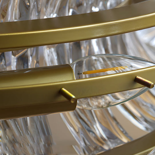 Round Glass Luxury 3 Step Dimming Simple Long Post Modern Chandelier